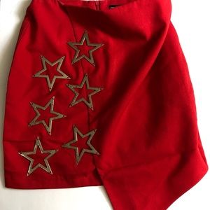 Red A-Line Boohoo Skirt